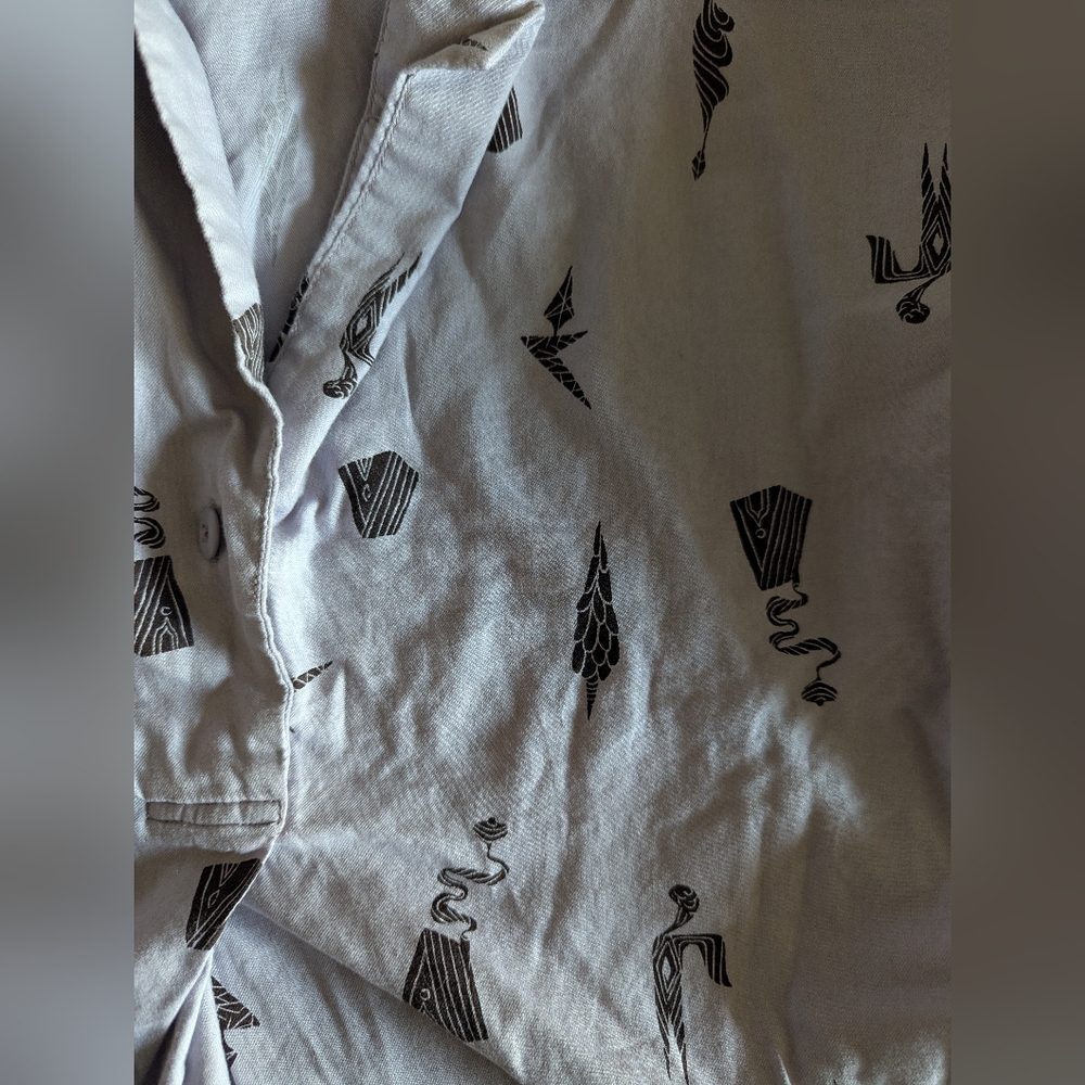 Cooperative Lavender Button Down Shirt with Black Patterns - Picture 6 of 7